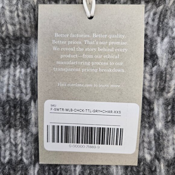 NWT Everlane The Cloud Checkered Oversized Wool Blend Turtleneck Sweater XXS/XS - Picture 4 of 5